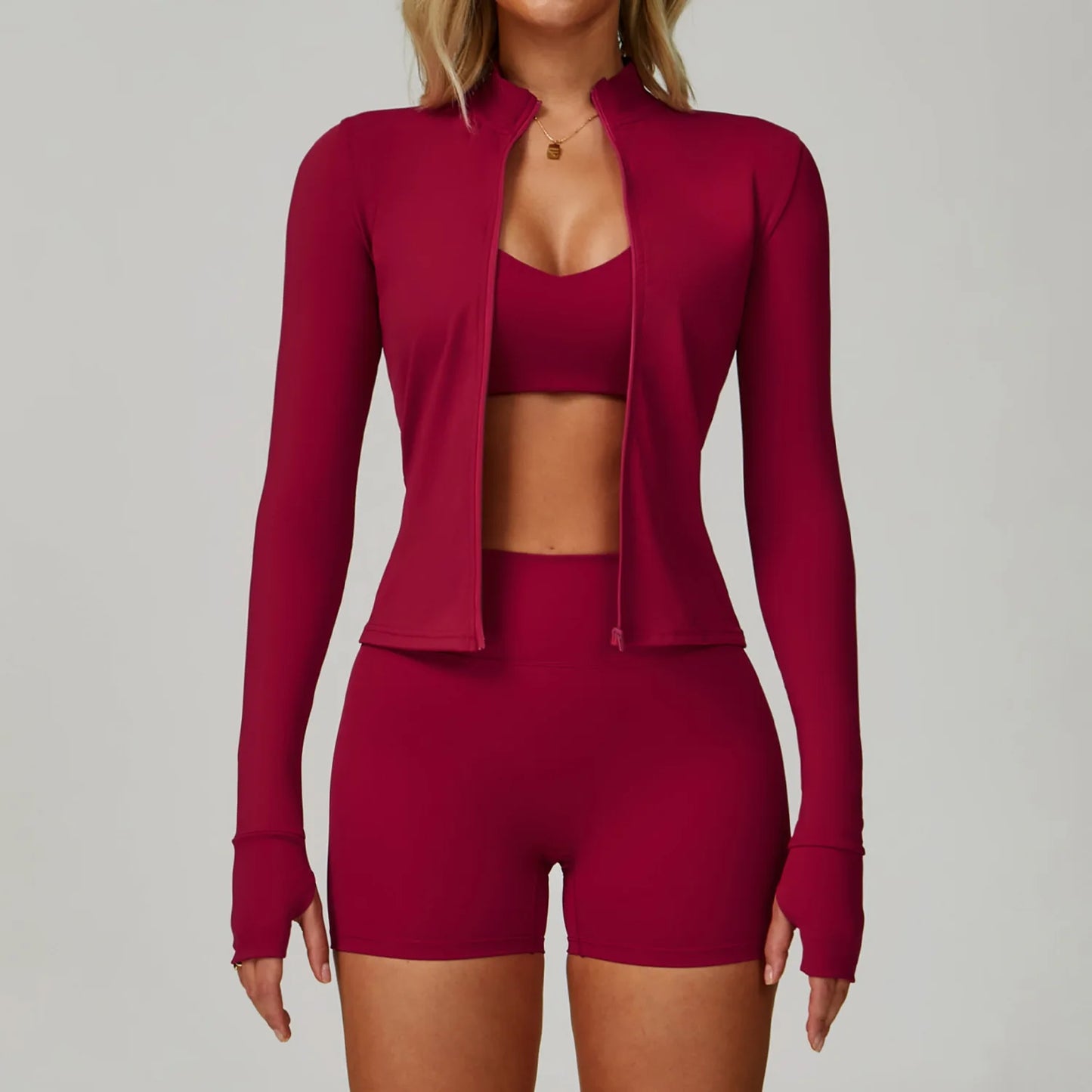 Yoga Sets Women Tracksuit Fitness Suit Sportswear Workout Long Sleeved Sports Bra High Waist Leggings Gym Clothing Sports Suits