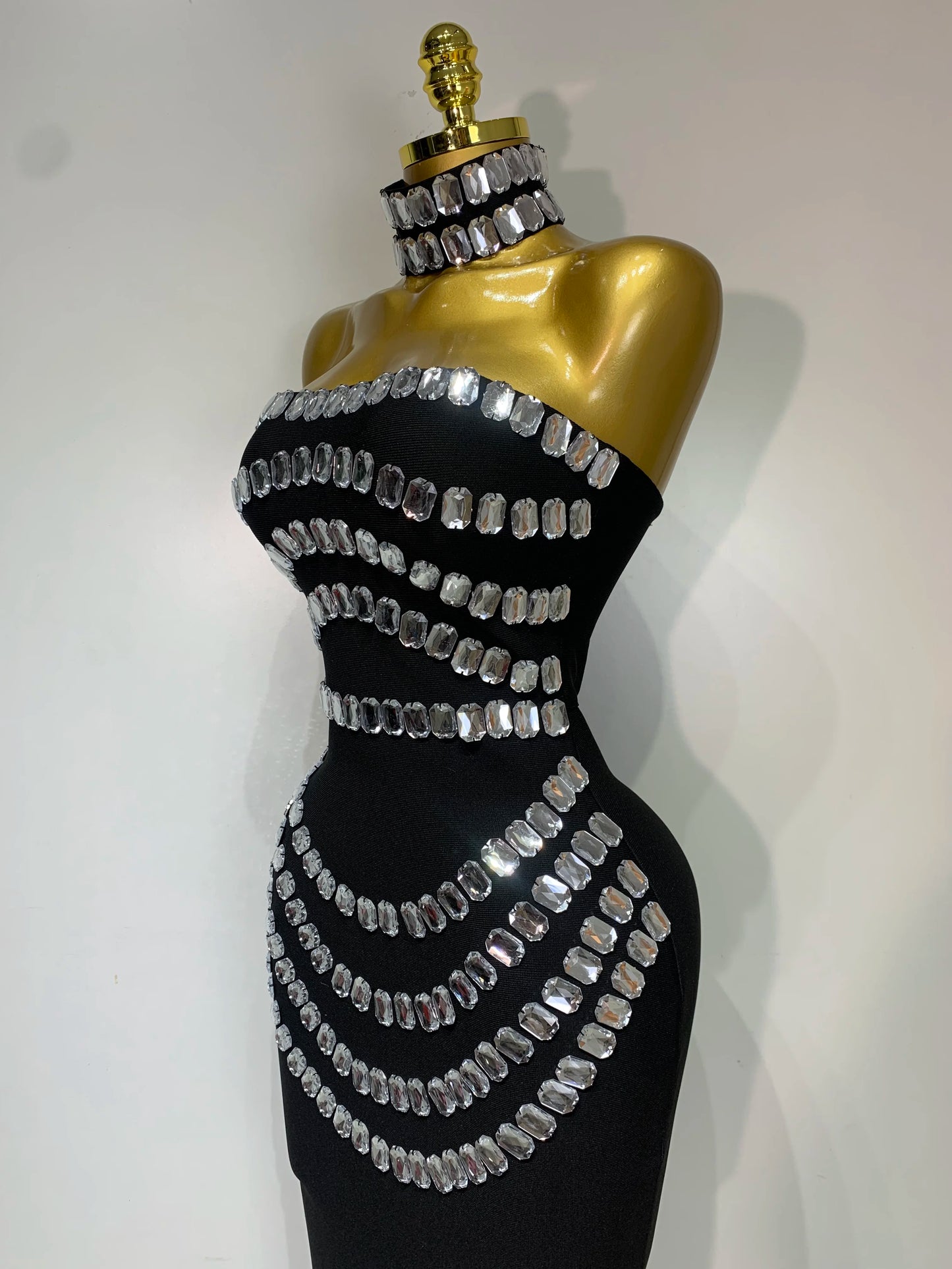 Women Sexy Backless Strapless Black Beading Long Bandage Bodycon Dress 2025 Celebrity  Elegant Evening Luxury Birthday Dresses