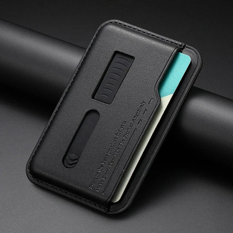 Magnetic Leather Wallet Card Holder Case for Magsafe IPhone 14 13 15 17 16 12 Air Pro Max Plus Mac Safe Hidden Strap Stand Cover