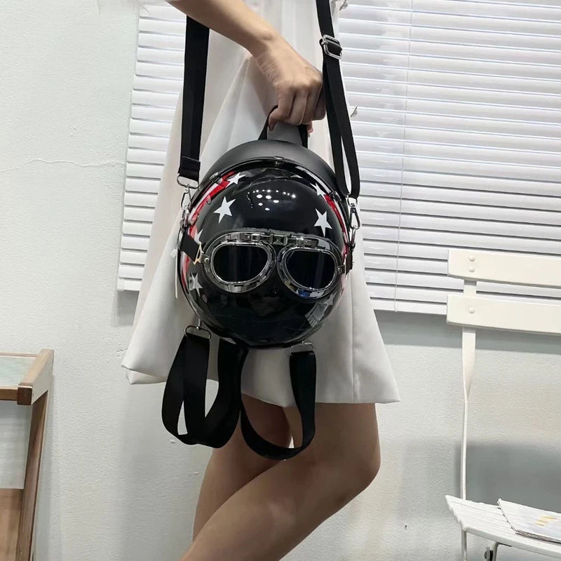 Personalized Helmet Design Women Backpacks Creative Hiphop Shoulder Crossbody Bags Chic Travel Back Packs for Girls Y2K Sac
