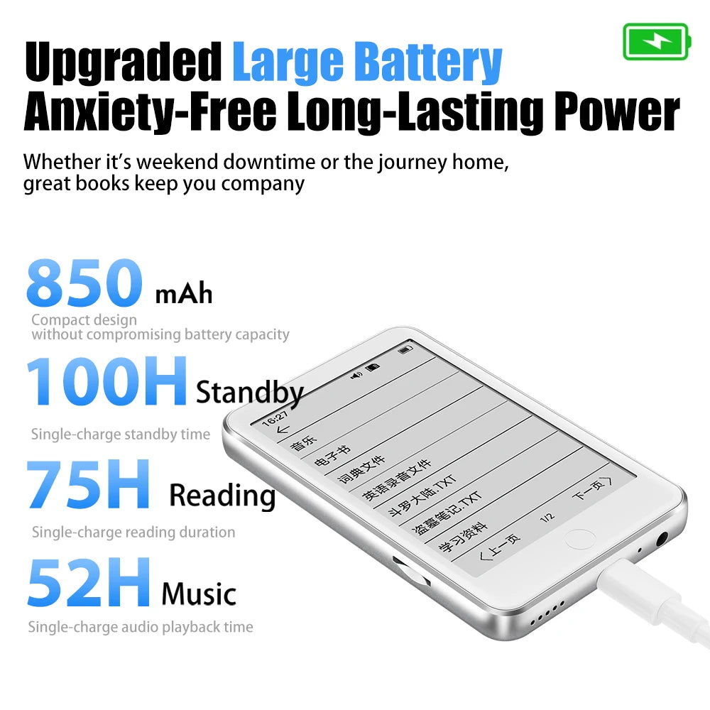 Famue 3.52 Inch Mini E-Ink E-Reader 32GB - Portable E-Book Reader with MP3 Player, Bluetiith 5.3 Classroom Recording & FM Radio