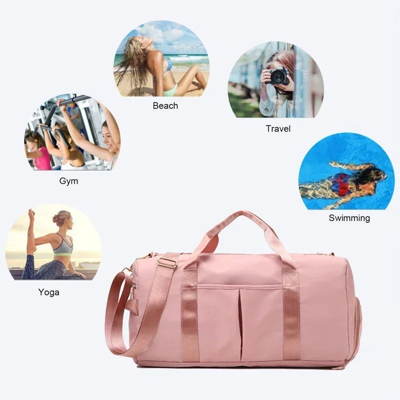Training Yoga Sporttaschen Fitness Gym Taschen Nass Trocken Separate Gepäcktasche mit separatem Schuhfach Reisetasche Handtasche