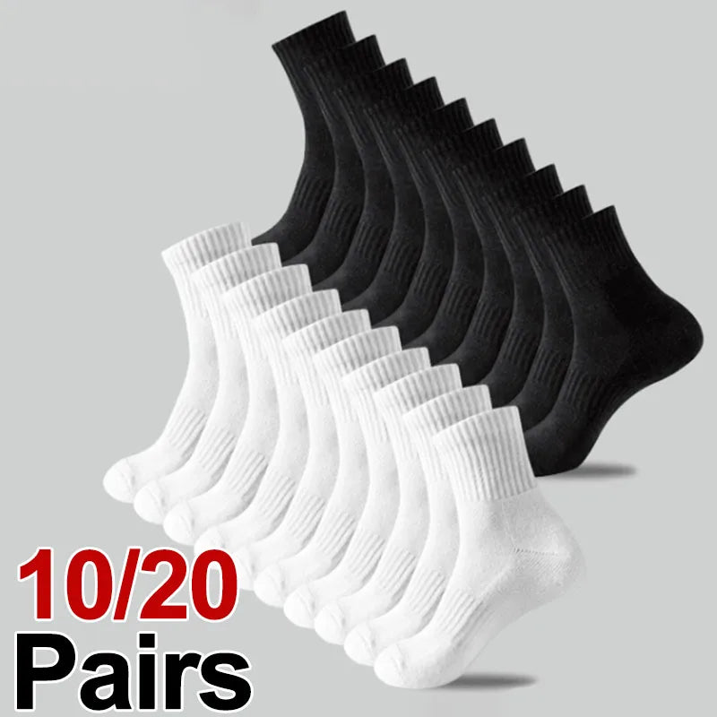 10/20 Pairs Neutral Solid Color Round Neck Socks Spring Summer Sweat Absorbing Breathable Soft Comfortable Couple Sports Socks