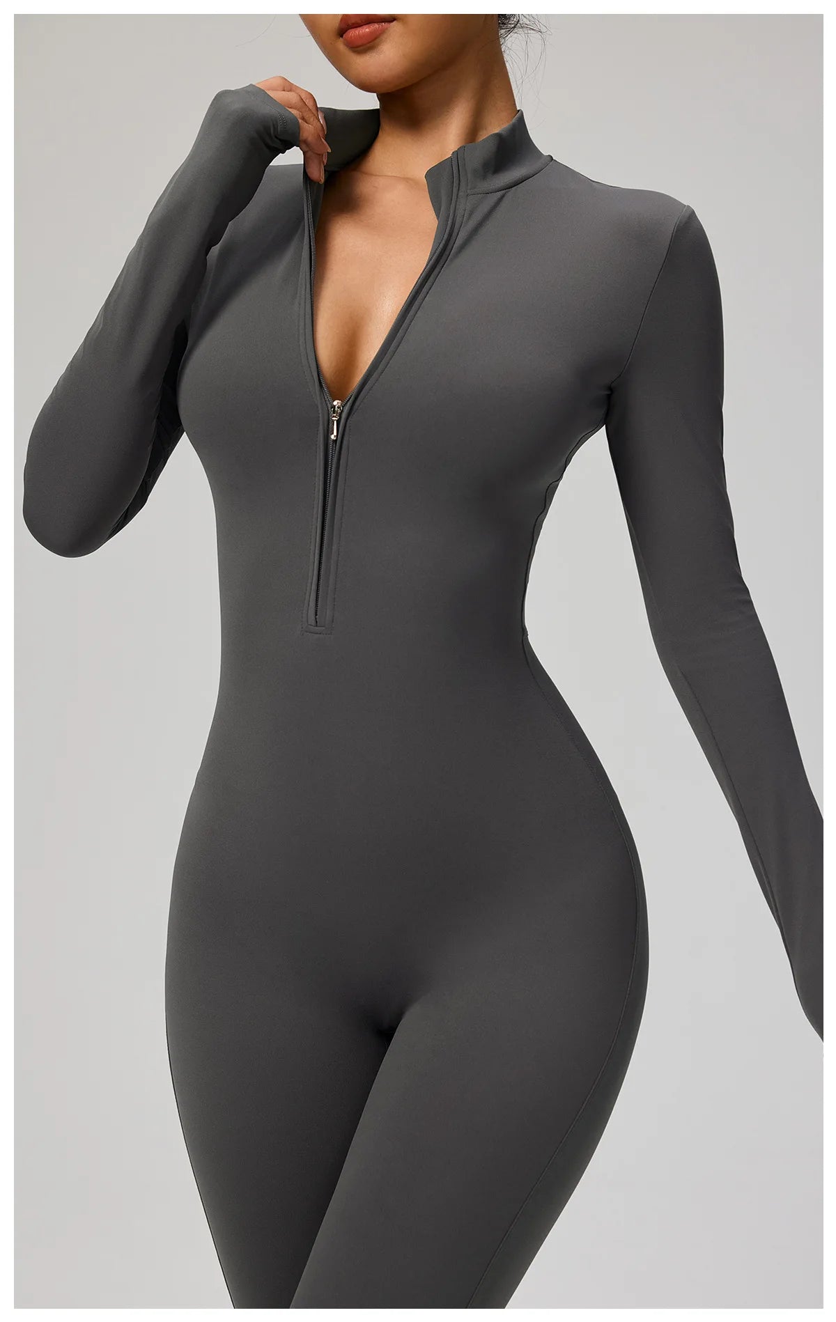 SOISOU Zipper Jumpsuit Women Quick Dry Clothing Sportswear Woman Gym Yoga Sport Sets Spandex Nylon Workout Sets Women Tracksuit