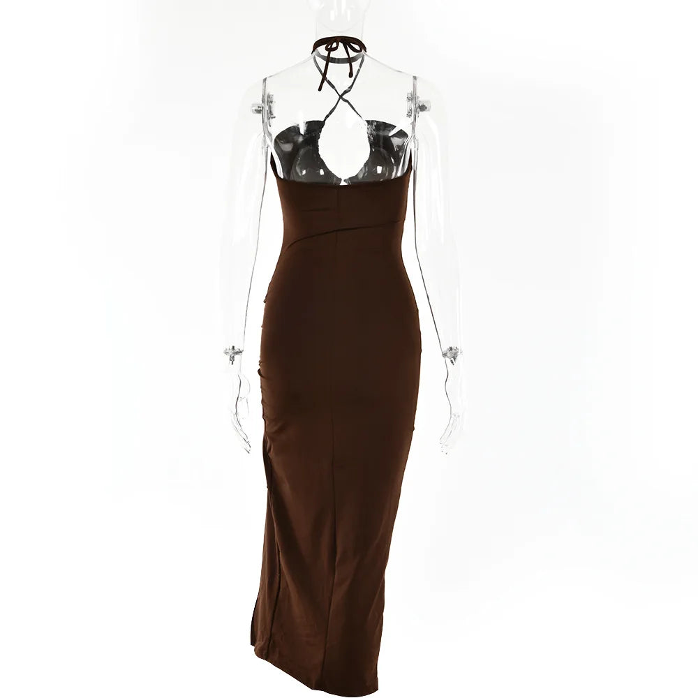 Sleeveless Sexy Female Midi Backless Dresses Slim Night Club Party Women's Dress Bodycon Vestidos Elegantes