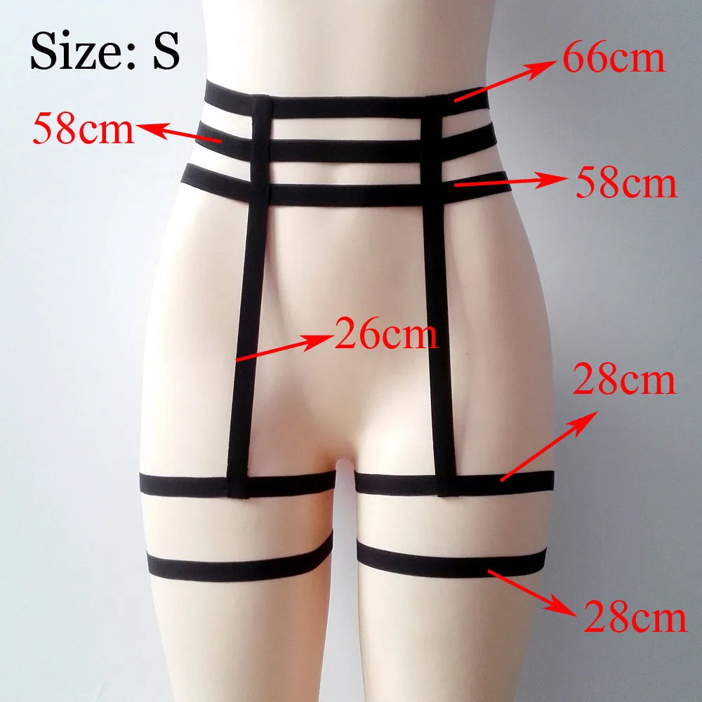 Elastic Cage Chain Suspender Strap Hollow Leg Garter Belt Harness