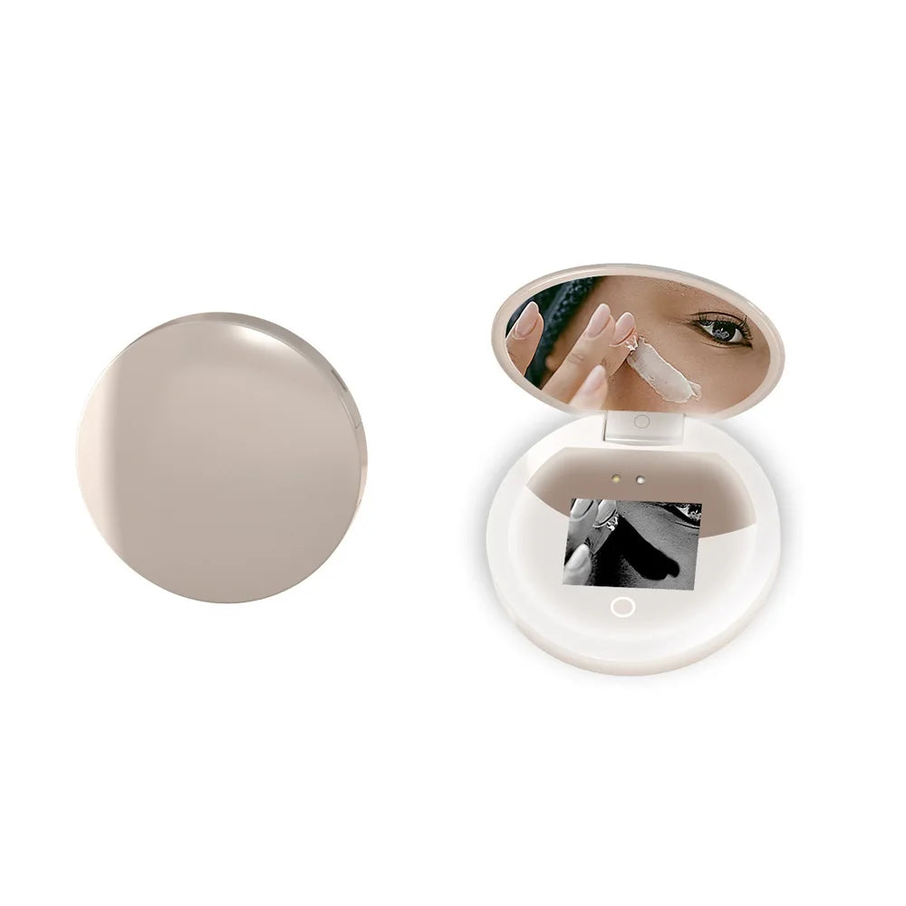 TENGMIR UV Smart Sunscreen Makeup Mirror Sunscreen detection mirror UV mirror sunscreen Testing Portable LED light makeup mirror