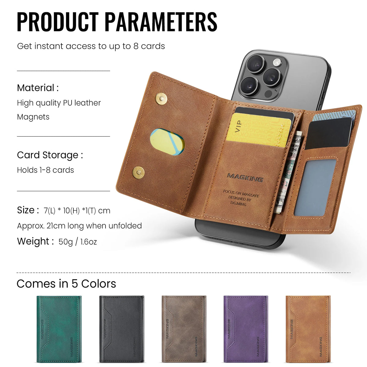 Luxury Fashion Short Strong Magnetic Premium Leather Wallet Men's Coin Cash Cards Holder Women's Foldable Mini Wallet Purse