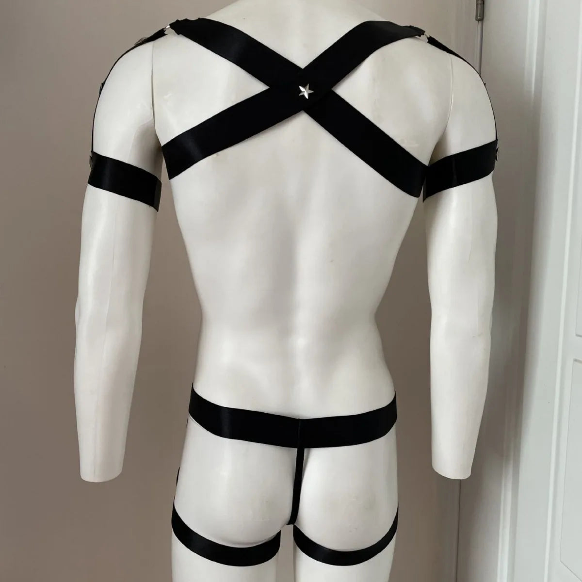 Mens Sexy Chest Harness Straps with Crotchless Panties Fetish Gay Body Bondage Costume Erotic Porno Sissy Lingerie for Man