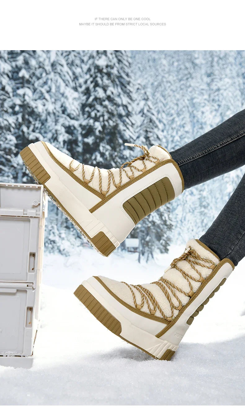 XIANG GUAN Outdoor Kältebeständige WanderschuheTurnschuhe Winter Damen Schneestiefel wasserdichte Bergschuhe Camping Casual Sneakers