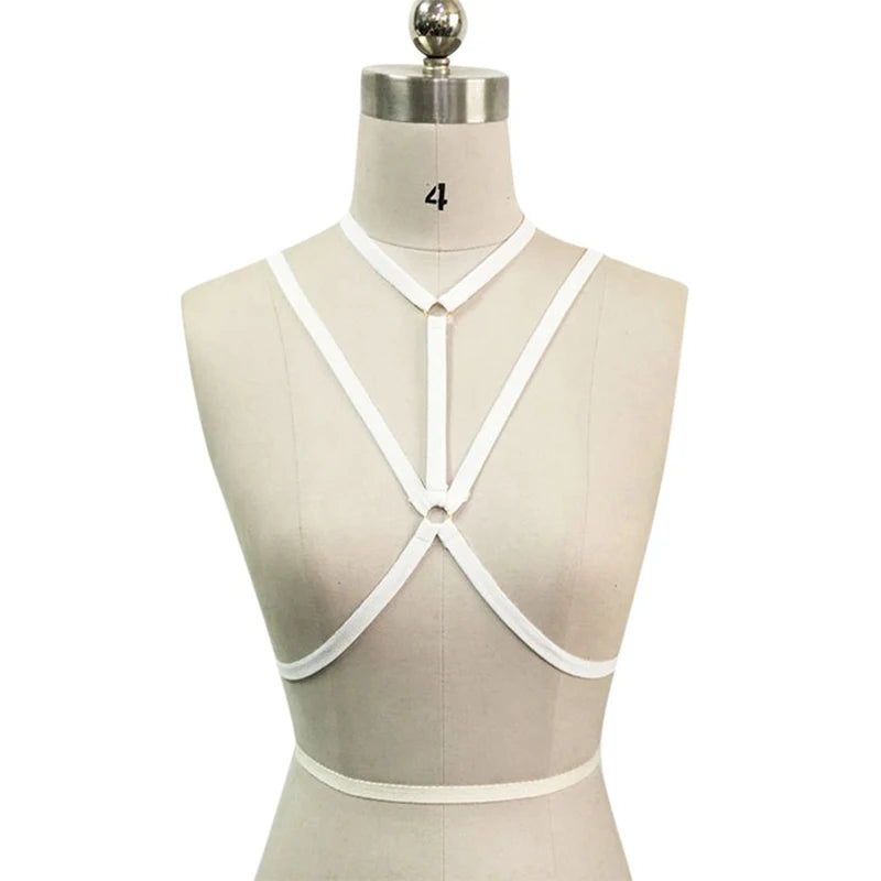 Sexy Alluring Bustier Bandage Cage Cupless Bra Goth Lingerie Elastic Lingerie Bandage Belt Crop Tops