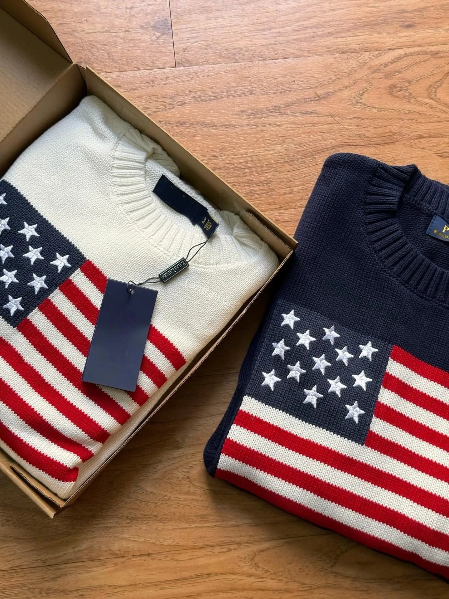 Popular Autumn Winter US Flag Pattern Stripe Pullover Sweater Casual O Neck Contrast Color Knitted Women Sweaters Mens Clothes