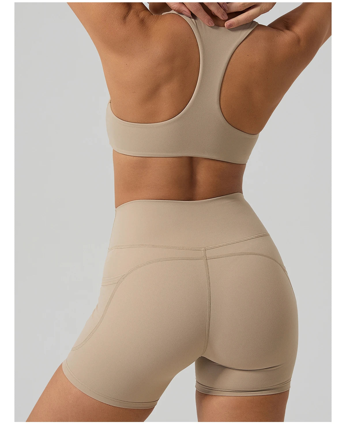 Hearuisavy Fitness Set 2Pcs Women Gym Sports Bra Running Sports Shorts With Pockets High Impact Breathable Racerback Yoga Tops
