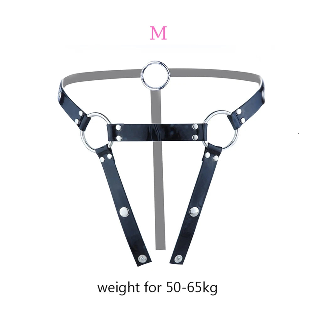 PU Leather Chastity Belt For Metal Penis Lock Cage Auxiliary Harness Belt Underwear Chastity Accessories B*SM Men S*x Toys