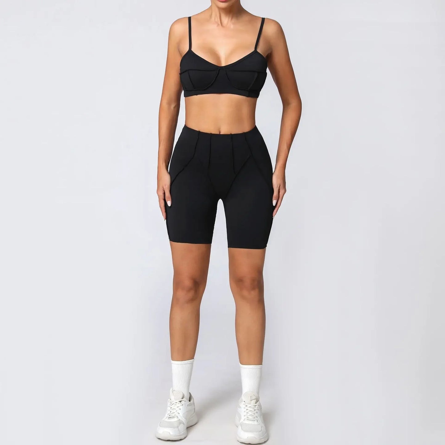 Yoga Fitness Sports Sets High Waist Hip-lifting Shorts Open Back Bra Suit Casual Running Workout Gym Leggings Sexy Set for Women
