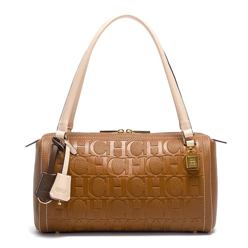 C-H Women's Boston Bag Autumn Winter New Collection Letter Design Texture Shoulder Bags