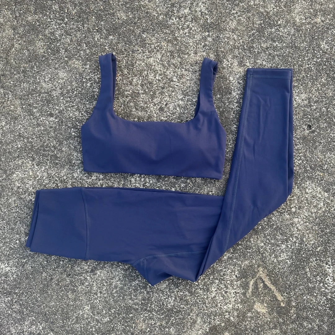 Solid Color Soft Gym Yoga Set Legging Soft Hollow Out Sport Bra Tracksuit Women Gym Suit Comprehensive Training Jogging Athletic