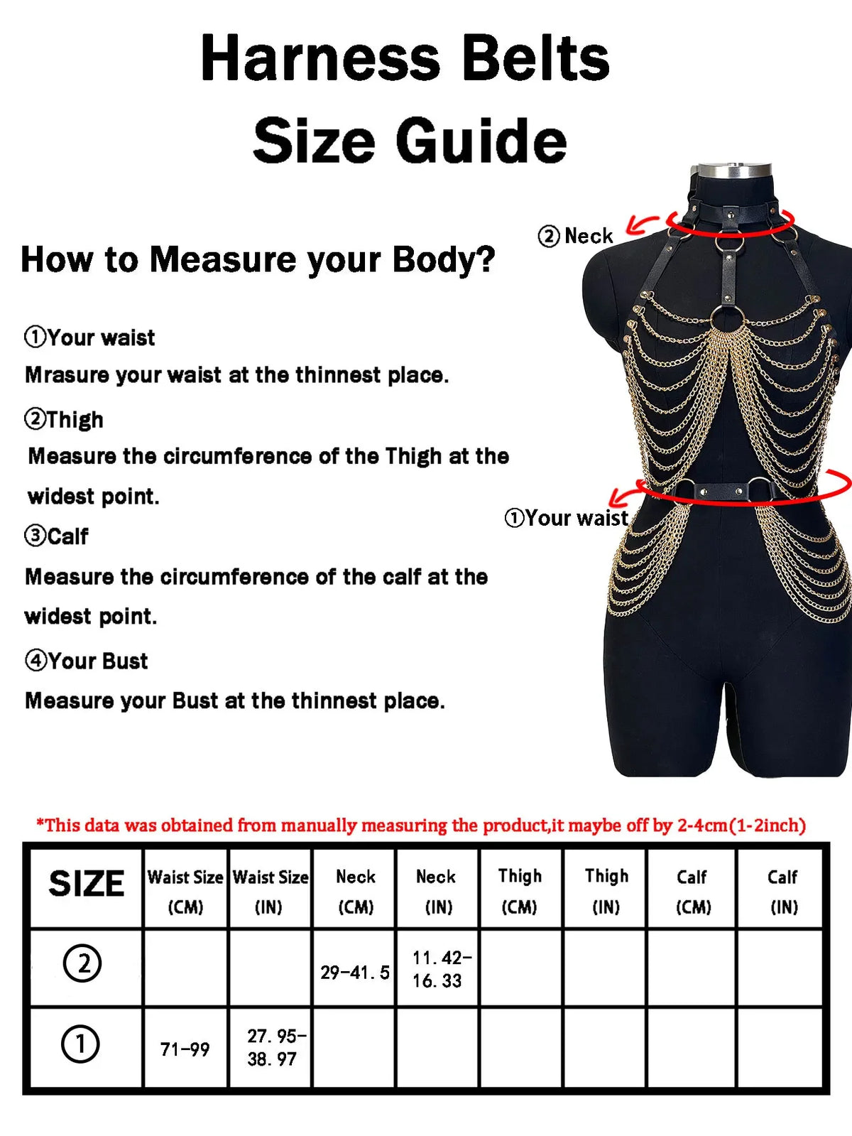 Fashion Ladies PU Leather Full Body Harness with Chains  Adjustable Body Decoration Strap Gothic Collocation Accessories