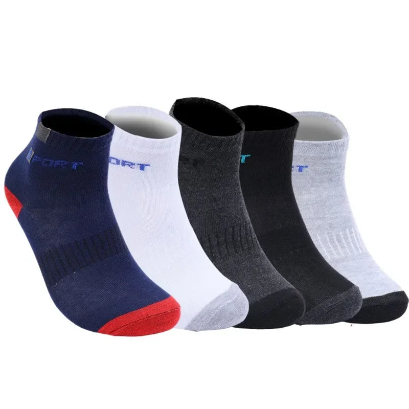 5Pairs 2025 Mens Fashion Sports Socks Spring and Autumn Sweat Absorbent Comfortable Thin Breathable Meias Socks EU 38-47