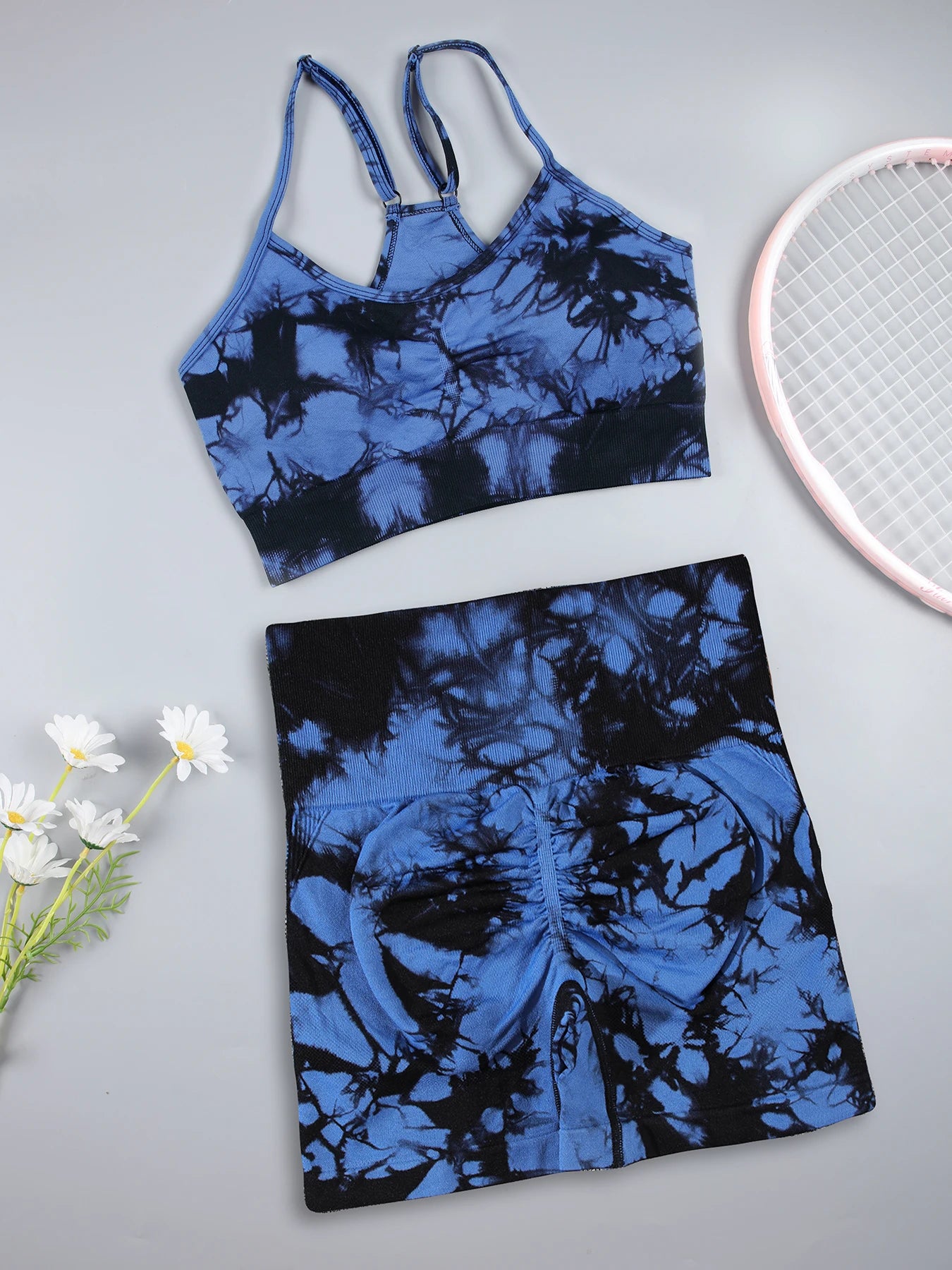 Tie Dye Sexy Push Up Gym Shorts Woman Skinny Stretch High Waist Fitness Shorts Sets Running Outdoors Fashion Sport Pants