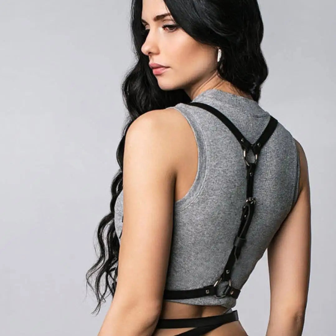 Women Waist Punk Leather Harness Belts Adjustable Body Chain Fashion Goth Suspender Corset Belt for Cosplay Accessories Harajuku