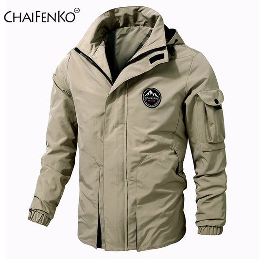 Men Outdoor Jacket New Spring Autumn Hooded Waterproof Casual Jacket Coat Men Tactics Military Jacket Men Plus Size M-8XL