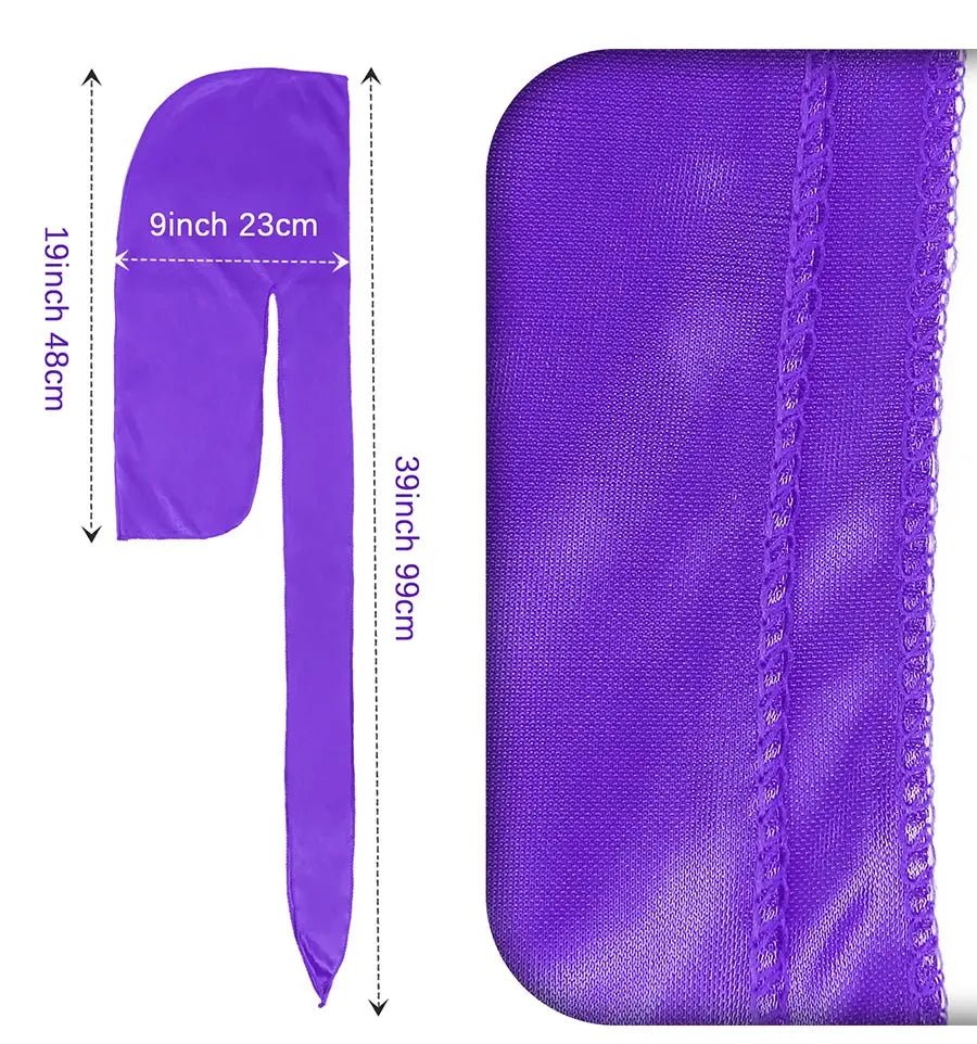 Unisex Seidige Durags Bandanas Turban Hut Perücken Doo Männer Satin Durag Biker Kopfbedeckung Stirnband Haar Zubehör Extra Lange Schwanz Du-Rag