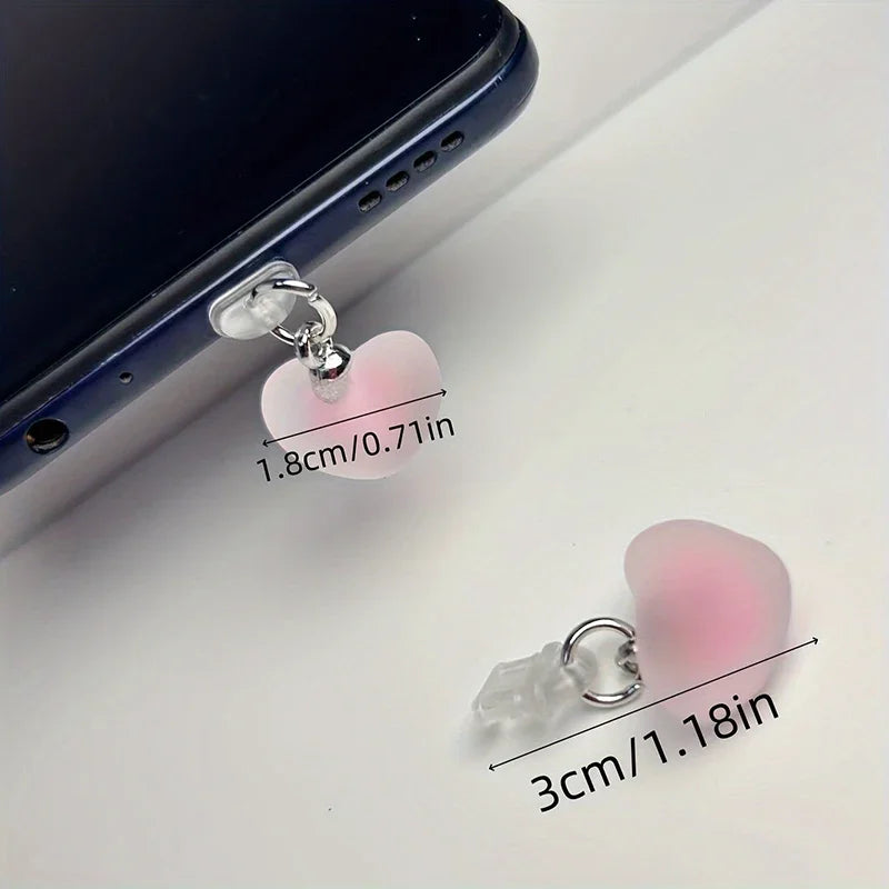 Gradient Heart Shaped Phone Dust Plug Pendant, Heart-Shaped Pendant Suitable for IPhone/Type-C Universal Phone Accessories