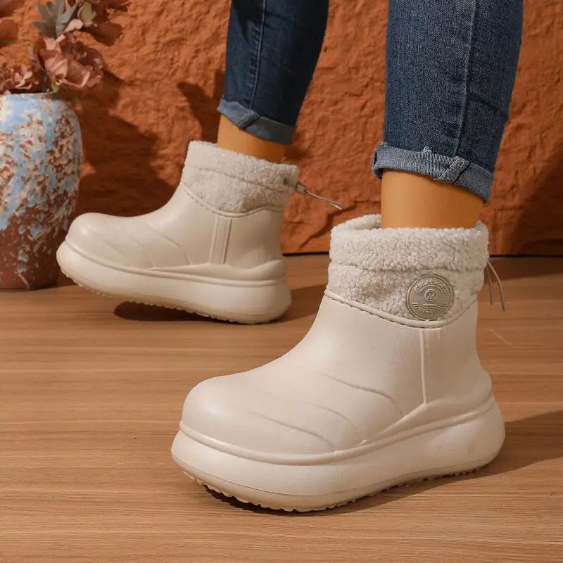 Waterproof Eva Thick Bottom Snow Boots Women 2025 Winter Comfort Platform Ankle Boots Berber Fleece Warm Plush Woman's Booties