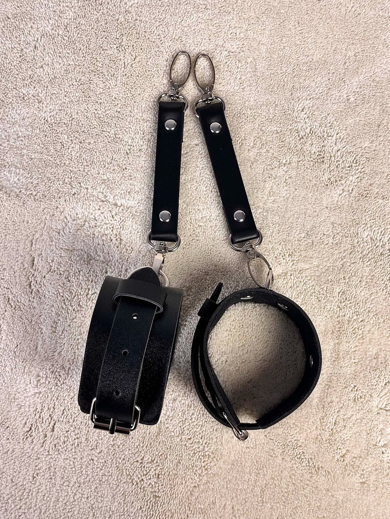 Unisex PU Leather Bracelet Bondage Leather Handcuffs Buckle Adjustable Vintage Punk Fetish Clothing Accessories Restraints Kink