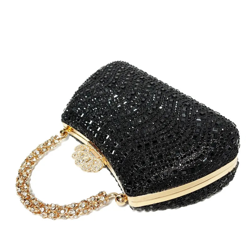 2024 New Luxury Fashion Diamonds Women's Handbags Full Rhinestone Design Party Clutch Bag Portable Tote Shoulder Messenger Bags