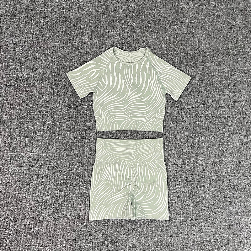 Sports Set Women Shorts Fitness Tights Seamless Yoga Set Crop Top Running Stretch High Waist Leggings Gym Sets Womens Outfits