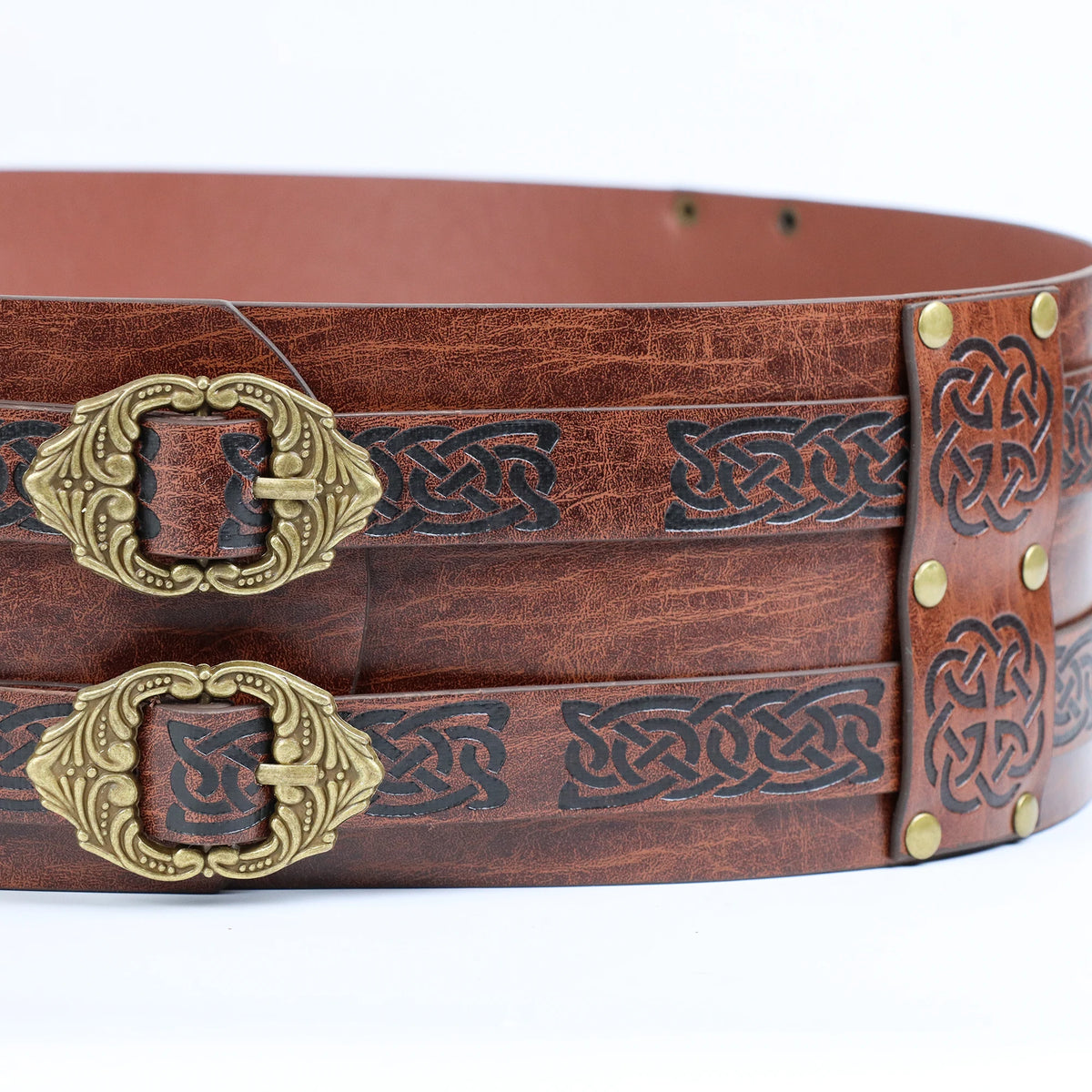 PU Leather Belt Double Wide Thick Belt Vikings Pirate Medieval War Accessory Broad Buckle Corset Cinch Gladiator Men