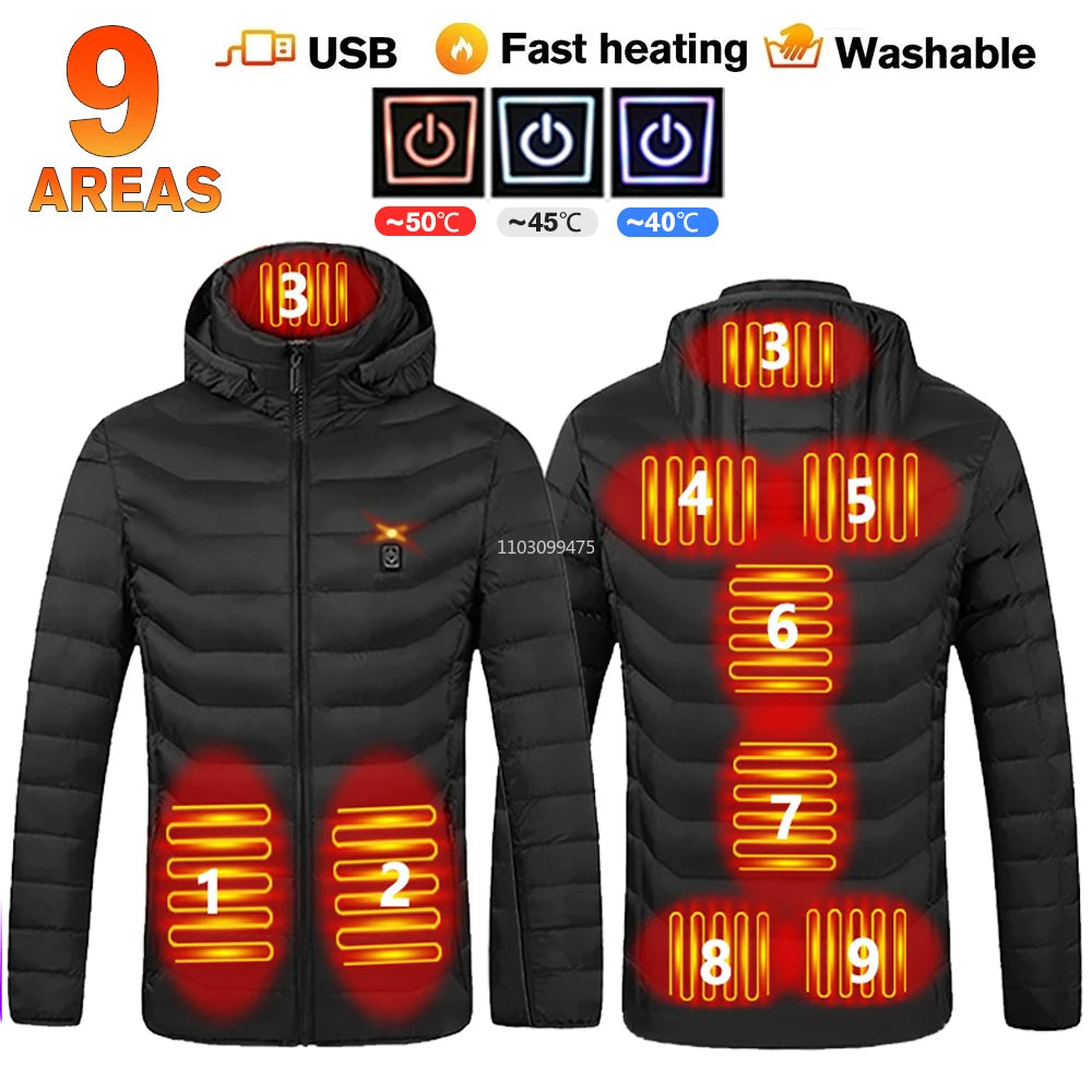 21 Areas USB Electric Heated Jacket Men Women Heated Jacket Winter Clothing Snowfield Camping Hiking Apparel Thermal Down Jacket