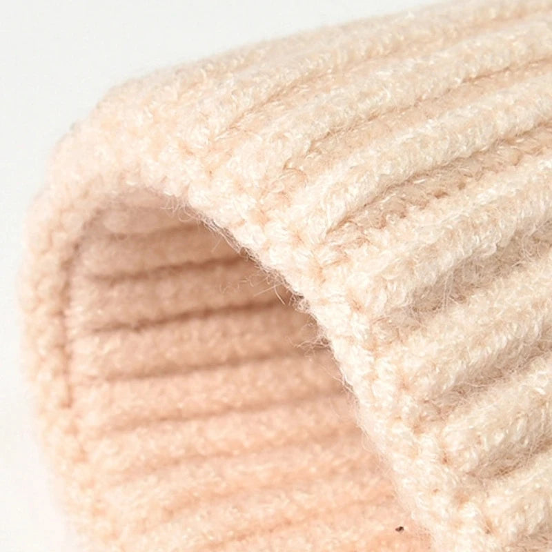 Winter Thermal Knitted Beanie Cap Warm Skull Roll Up Cuffed Hat for Outdoor Sport Running Cycling