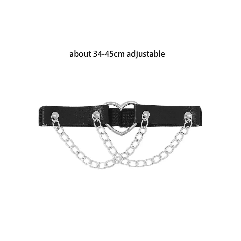 Rock Sexy Heart Love Elastic Leather Belt Garter Girl Women Harness Goth Leg Accessories Black Gothic Rivet Punk Thigh Garter
