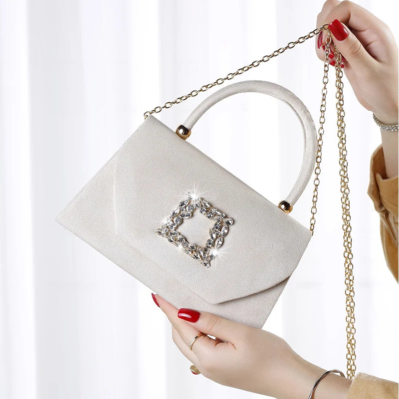Elegant Fashion Shiny Corduroy Dinner Bag Lady's Wedding Handbag for Party and Dance Crossbody Bags Women Red Top-handle Bags