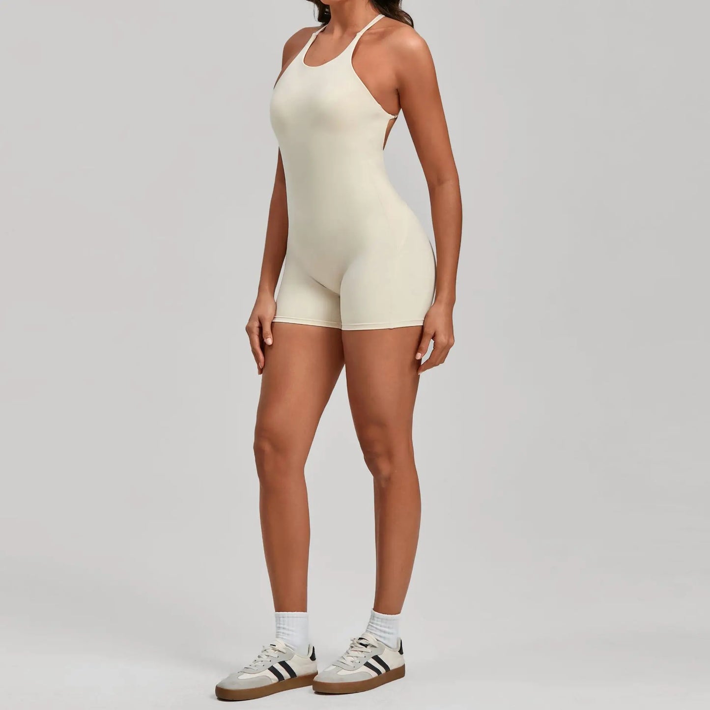 Gym Workout Clothes Backless One-Piece Yoga Suit Tight-Fitting Sports Bodysuit Fitness Suit Adjustable Shoulder Strap Jumpsuit