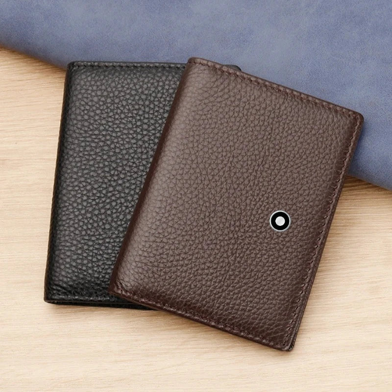 High End Busine Sle 100%Genuine Leather Men's Top Layer Cowhide Real Pickup Bag ID Photo Slot Credit Card Holder Two Fold Wallet