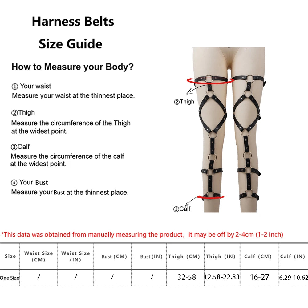 Women Fashion Leather Suspender for Legs Street Style Straps Thigh Bondage Harness Caged Leg Harness Goth Clothing  Accessories