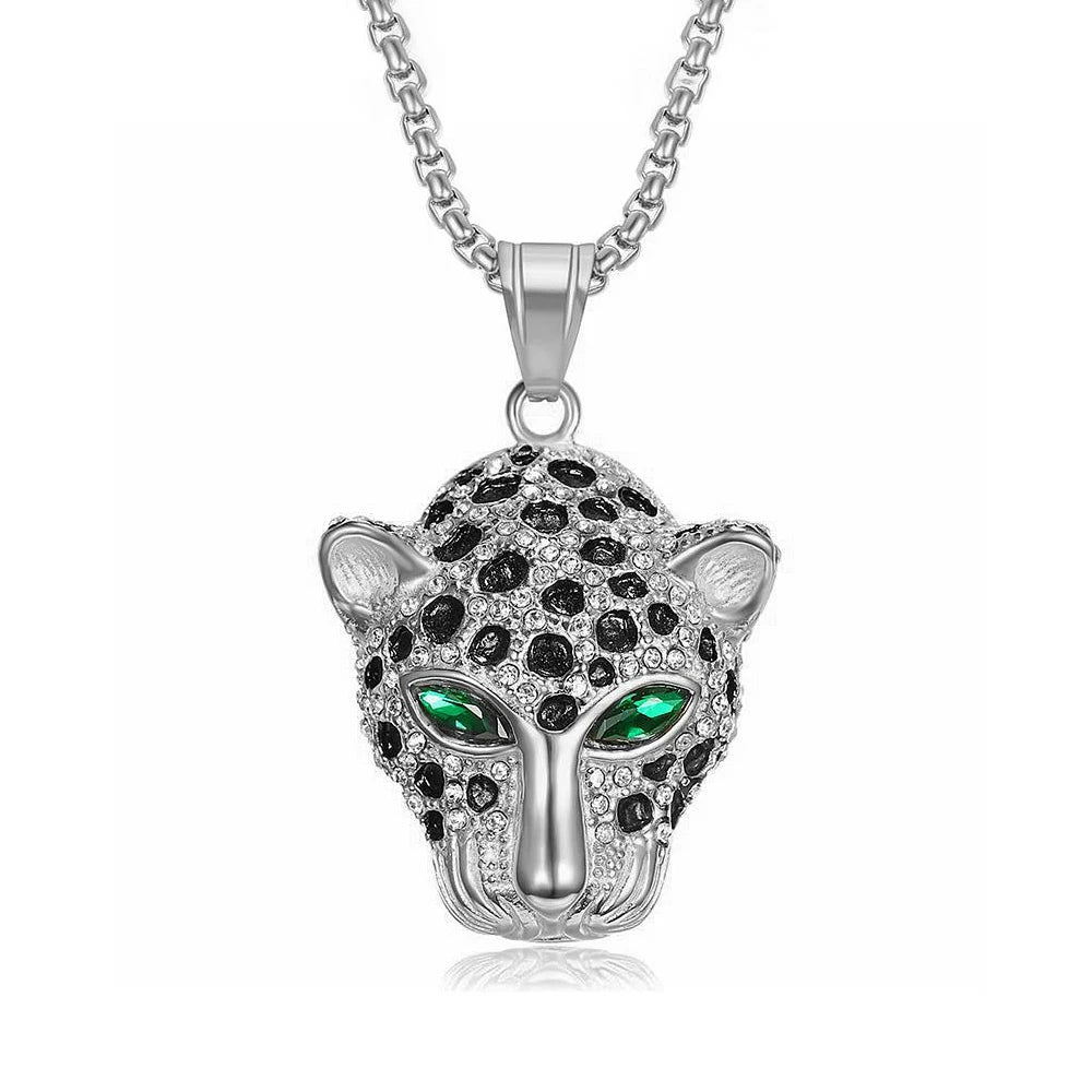 Fashion Vintage Stainless Steel Leopard Head Pendant Necklace Hip Hop Biker Animal Necklaces For Men Women Classic Jewelry Gifts