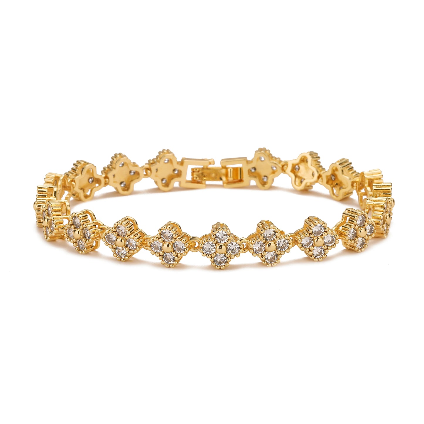 HECHENG,AAAAA Brass 18K gold-plated Flower Necklace Bracelet Jewelry Set ，for Christmas gift for women and best friend