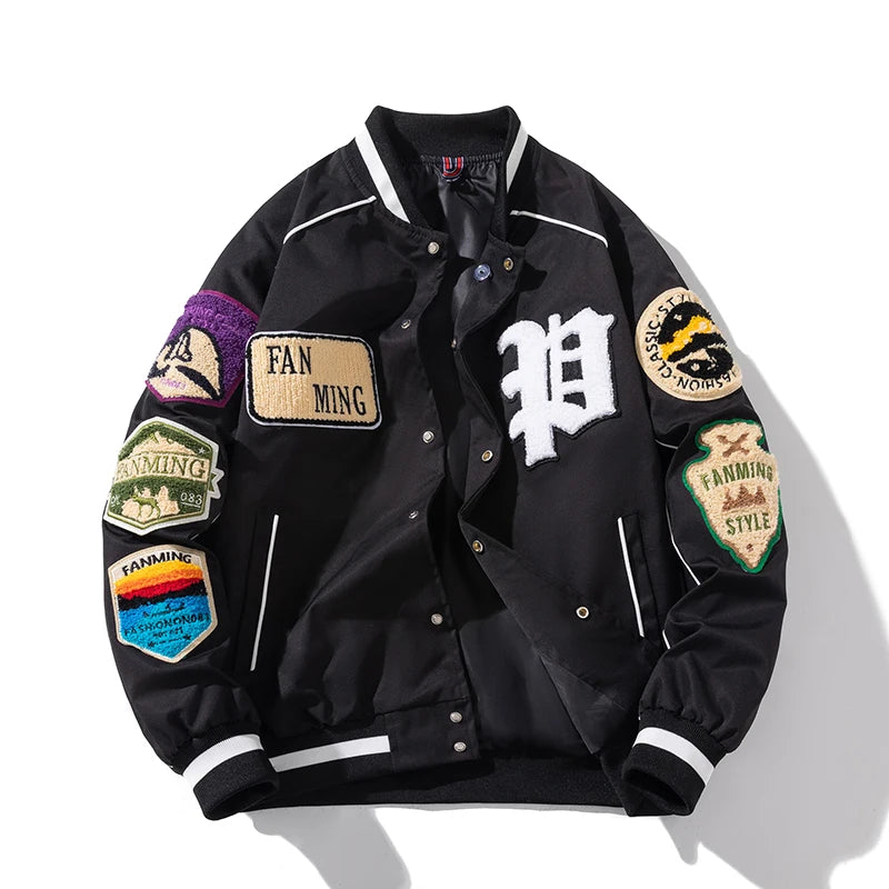 Winter Varsity Jacket Men Women Letter Badge American Baseball Jacket Street Fashion Hip Hop Coat Youth Couple Clothes Blue Red