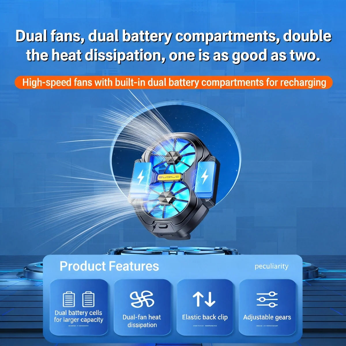 Wireless Phone Back Clip Cooler 600mAh Rechargeable Battery Dual Silent Cooling Fan Portable Gaming Radiator Universal