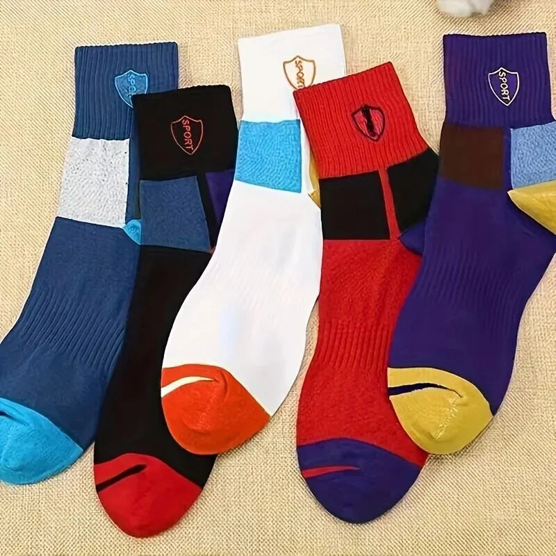 10/5/4/3 pairs of men's formal color blocking socks, comfortable and breathable soft business socks, men's socks and stockings-