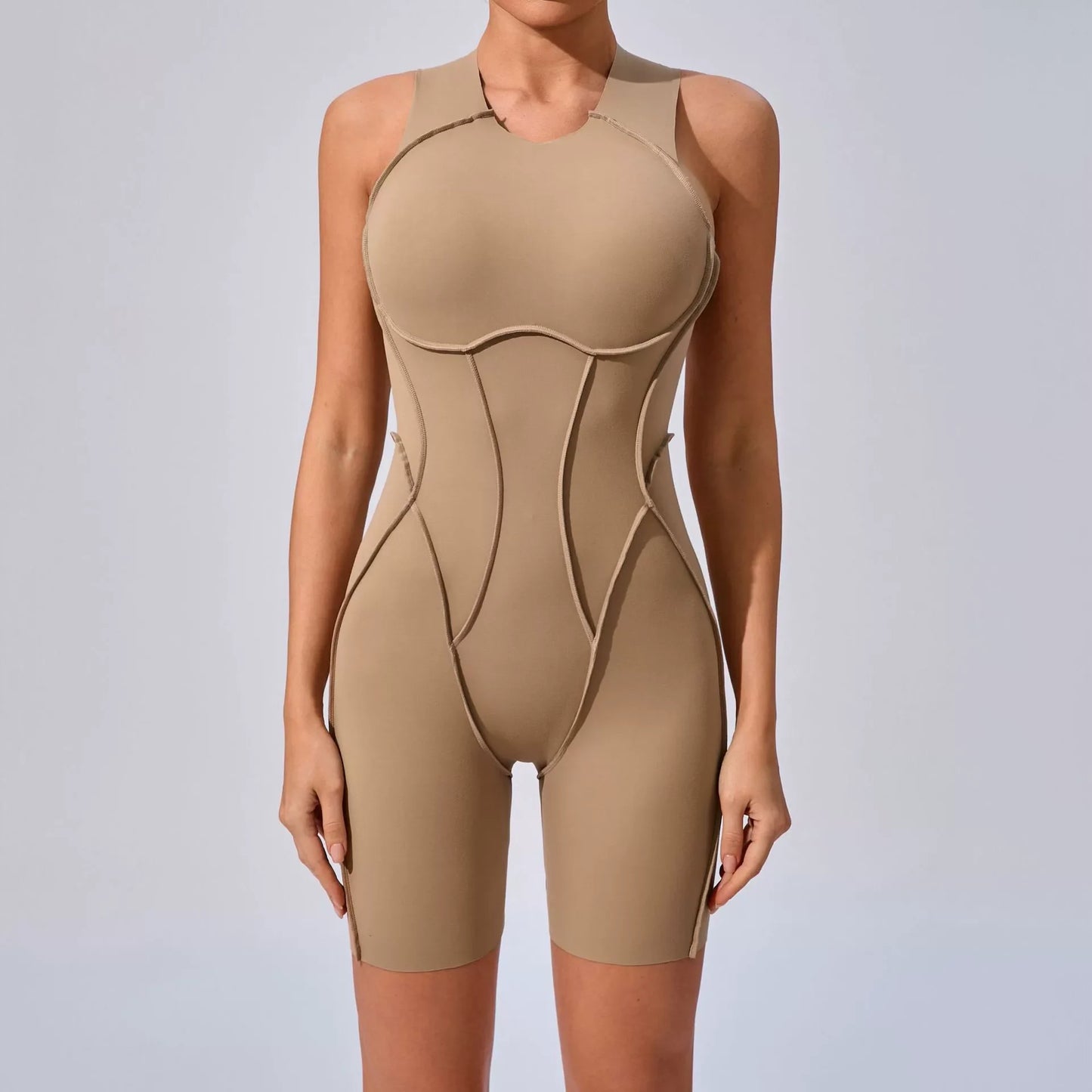 New Summer Stitching Color Backless Yoga Jumpsuits With Chest Pads Women Sleeveless Sports Bodysuit Hip Lifting Workout Overalls