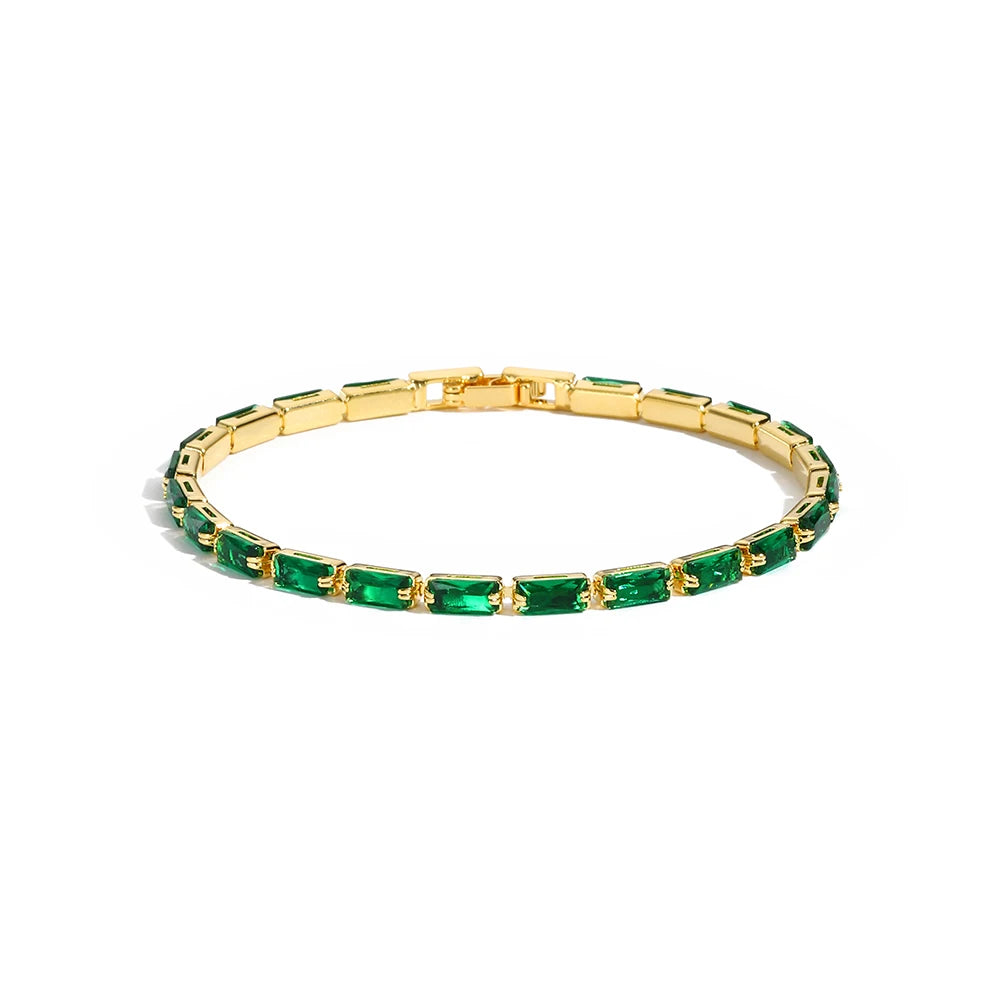 Mix Style Green Micro-inlaid Zircon Tennis Bracelet for Women ew Men Bracelet Homme Jewelry