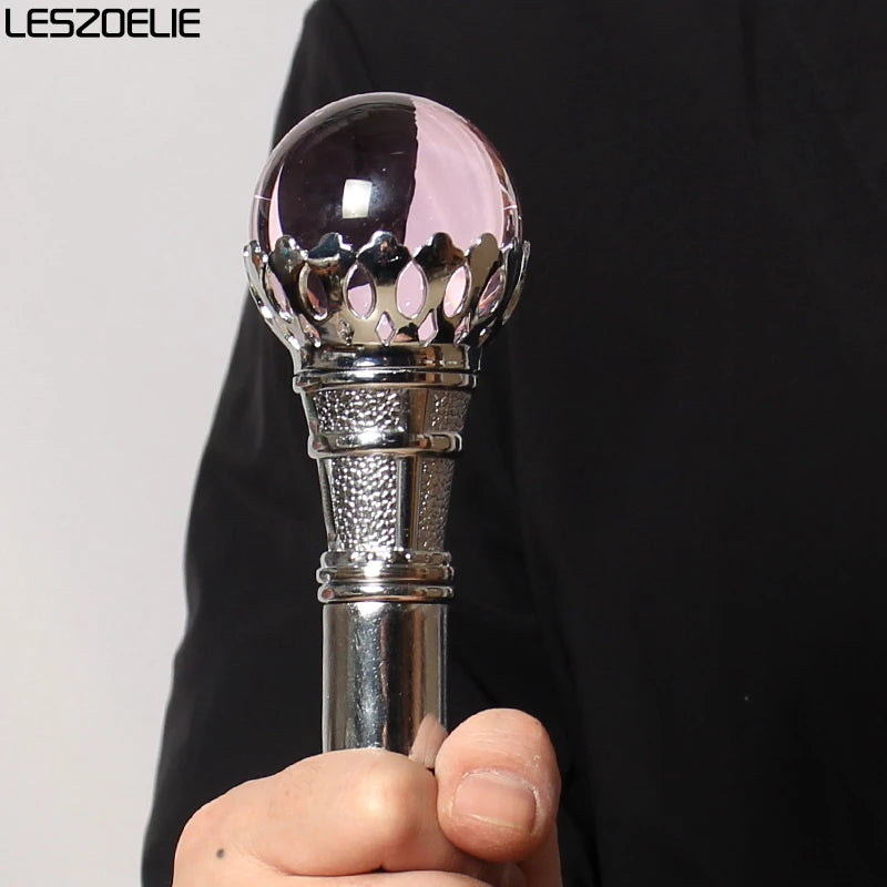 10 Colors 95cm Bright Silver Crown Crystal Ball Walking Stick Men Fashion Walking Cane Women Party Decorative Walking Stick