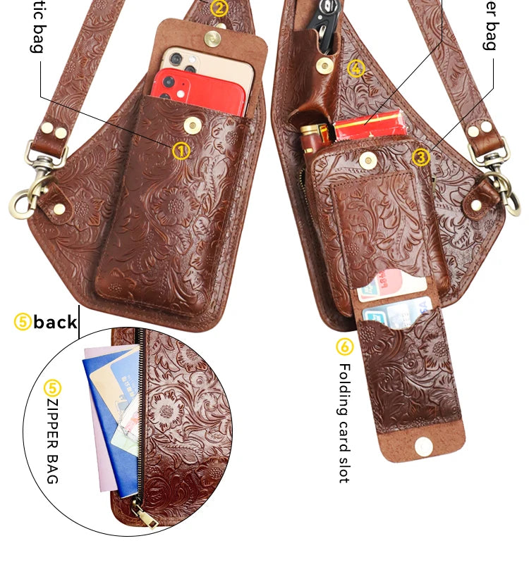 Genuine Leather Anti-Theft Underarm Shoulder Bag Armpit Tactically Bag For Men Shoulder Holsters Storage Pack