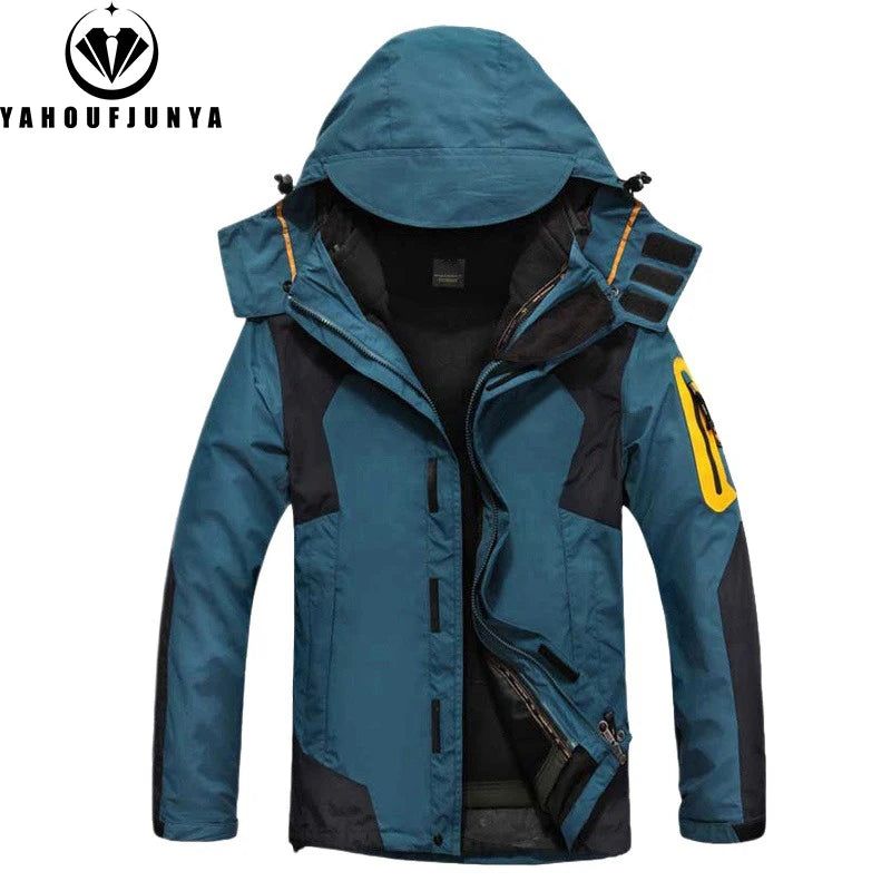 Winter Men Triple Windbreak Thick Warm Removable Hooded Jacket Men Autumn Hiking Outdoor Travel Camping Skiing Jacket Coat Male